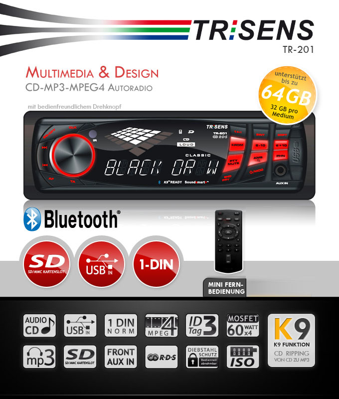 TRISENS TR 201 CD  MPEG4 Autoradio